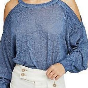 We The Free Blue Cold Shoulder Top